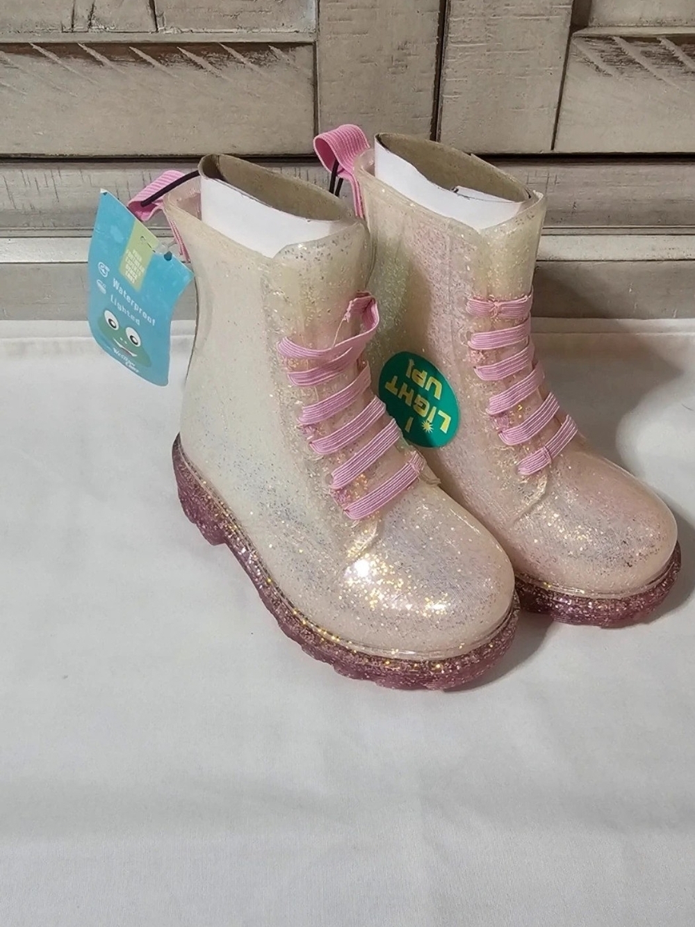Kids Glitter Pink Rain Boots